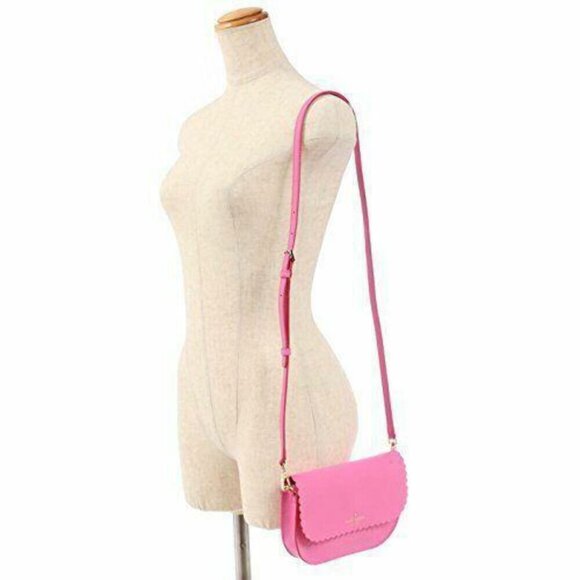 Kate Spade Jettie Clutch Crossbody Pink Leather Scalloped Convertible Bag - Picture 3 of 7